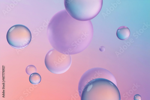 Wallpaper Mural Floating iridescent spheres with soft pastel gradient background bubble translucent Torontodigital.ca