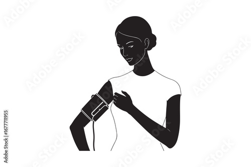 Woman wearing an armband with a phone while listening to music