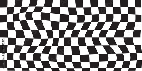 Black and white checker pattern vector illustration. Abstract checkered chessboard or checkerboard for game, grid with geometric square shape, race or rally flag and mosaic floor tile EPS 10