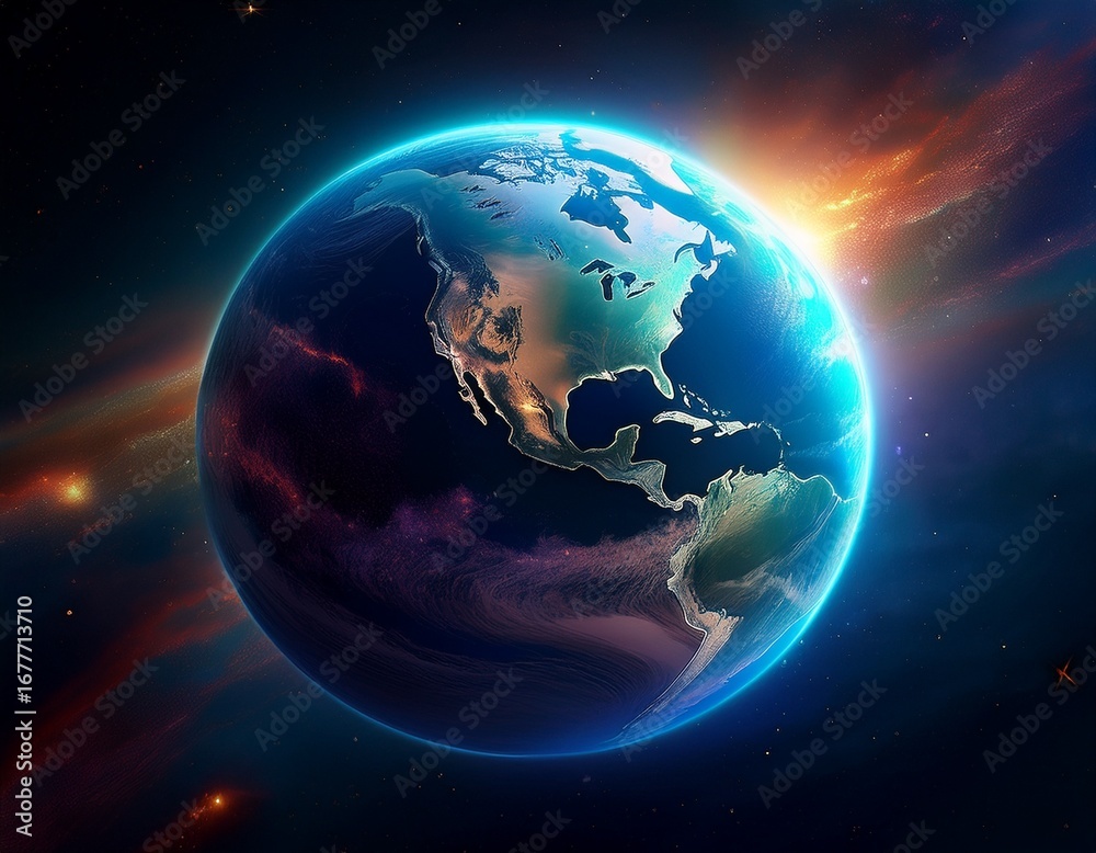 Fototapeta premium earth seen from the space highlights