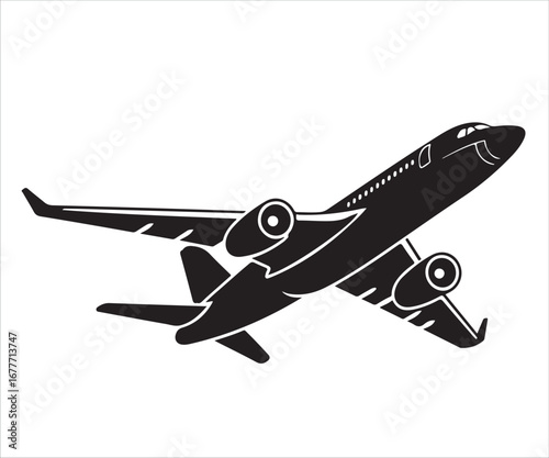 Silhouette of airplane jet vector illustration for travel concept