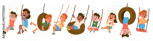 Children Playing on Swings