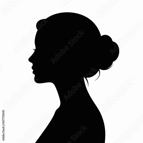 Elegant silhouette of a woman with her hair in a bun