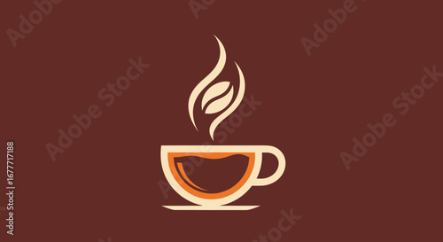 Coffee Cup with Steam, Cozy Café Setting, Digital Art, Warm Color Palette, Inviting Atmosphere