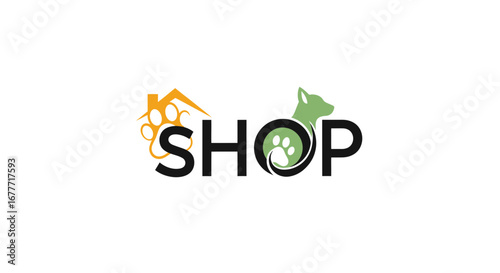 Pet Supplies Shop Logo Design for Animal Lovers, Modern Branding, Creative Graphic Art, Friendly Environment, Vibrant Colors