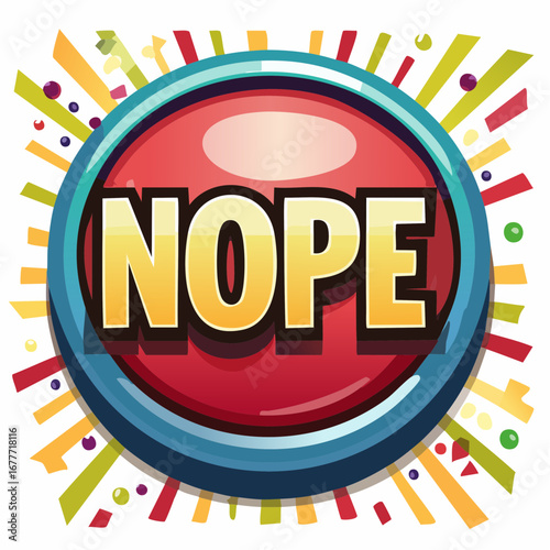 NOPE Comic Typography Button Design