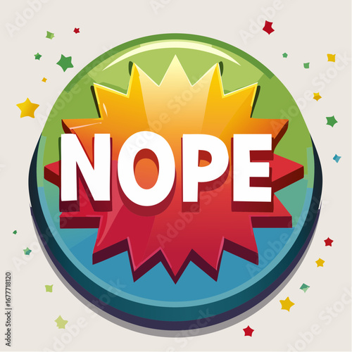 NOPE Comic Typography Button Design