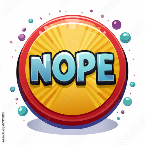 NOPE Comic Typography Button Design