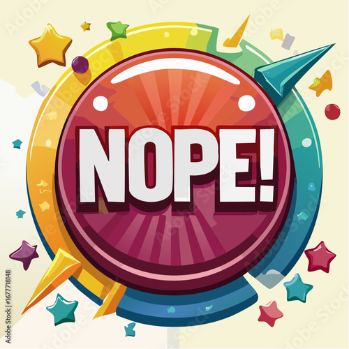 NOPE Comic Typography Button Design