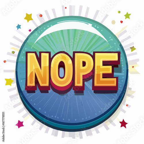 NOPE Comic Typography Button Design