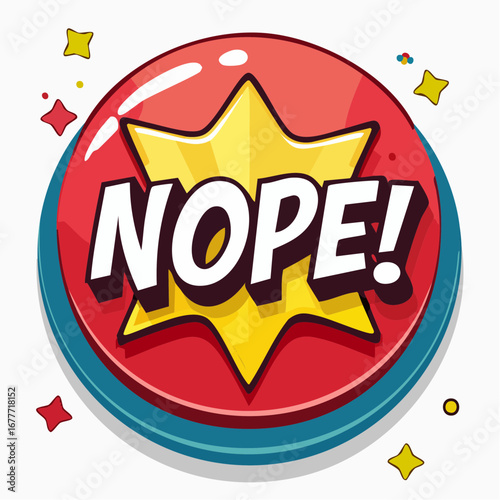 NOPE Comic Typography Button Design