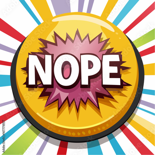 NOPE Comic Typography Button Design