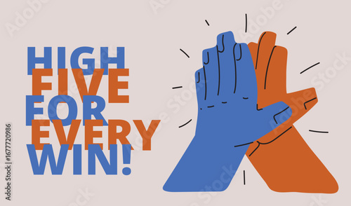 Vector illustration of high five, symbolizing joy, friendship, and social connection