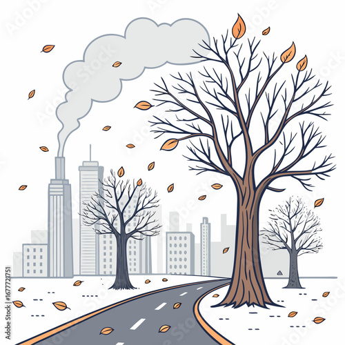 vector illustration trees die due to pollution