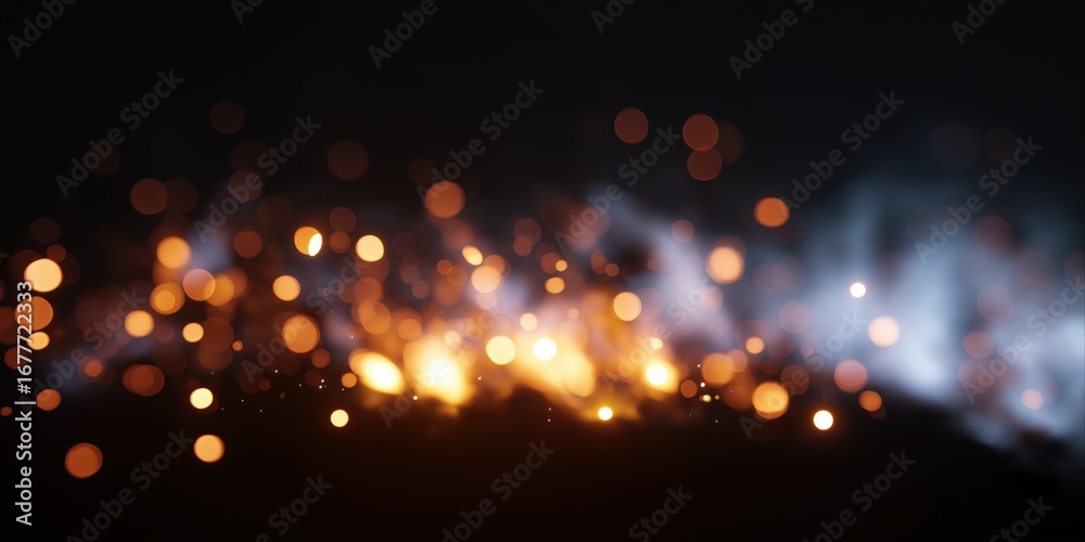 Obraz premium Vibrant orange bokeh lights against dark background