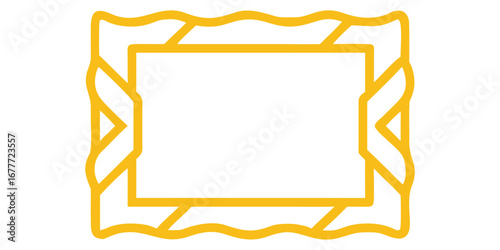 Gold frame with decorative border and ribbon design illustration