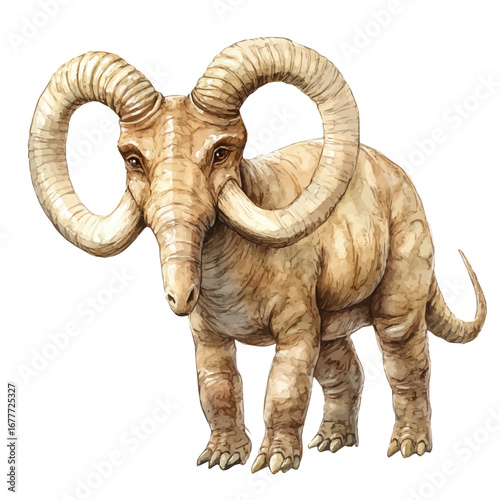 watercolor of Parasaurolophus, vector, isolated on a white background.