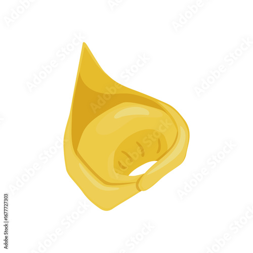 Tortellini flat doodle food illustration. Hand drawn graphic print of dumplings pasta type. Vector element of Italian cuisine