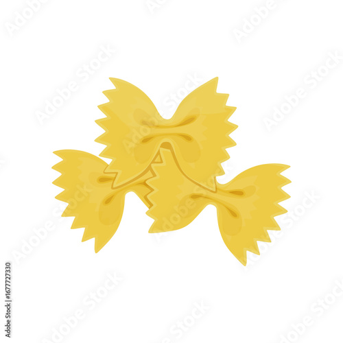 Farfalle flat doodle food illustration. Hand drawn graphic print of pasta type. Vector element of Italian cuisine