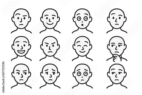 Conversational Reactions Icons. Line style icons of reactions in conversation: raised eyebrow, quick nod, surprised eye contact,