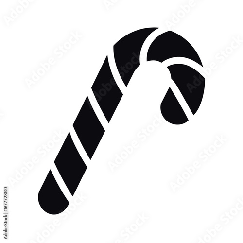 Candy Cane Black Silhouette Holiday Art