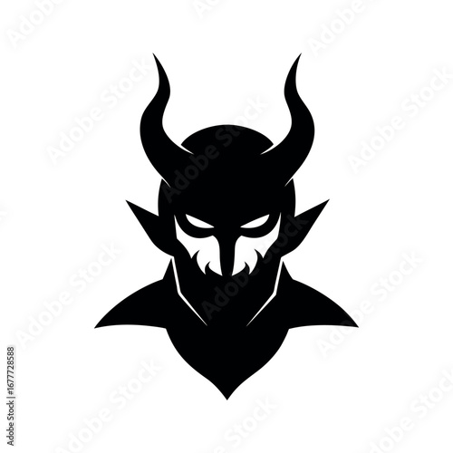 Devil Head With Horns Black Silhouette