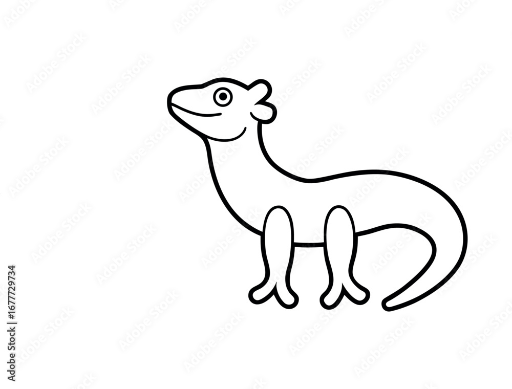 Obraz premium Axolotl Outline Illustration Vector