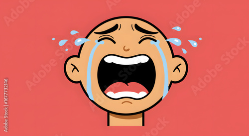 Crying Face Vector Illustration