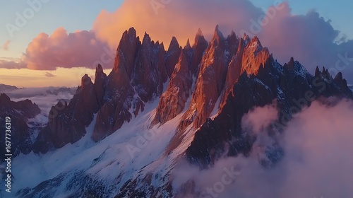 Volcanic peaks glowing with molten fire against twilight sky high resolution picture
