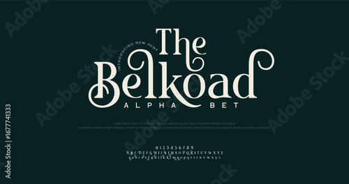 Classic alphabet letters font and number. Typography elegant wedding lettering serif fonts decorative vintage retro concept. vector illustration