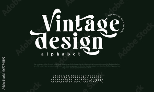 Classy elegant font, vintage type or luxury premium typeface, vector English royal alphabet. Classic typography in modern or old art deco style, serif letters for modern or retro poster font
