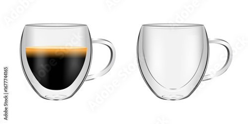 Double walled mug. Empty and filled