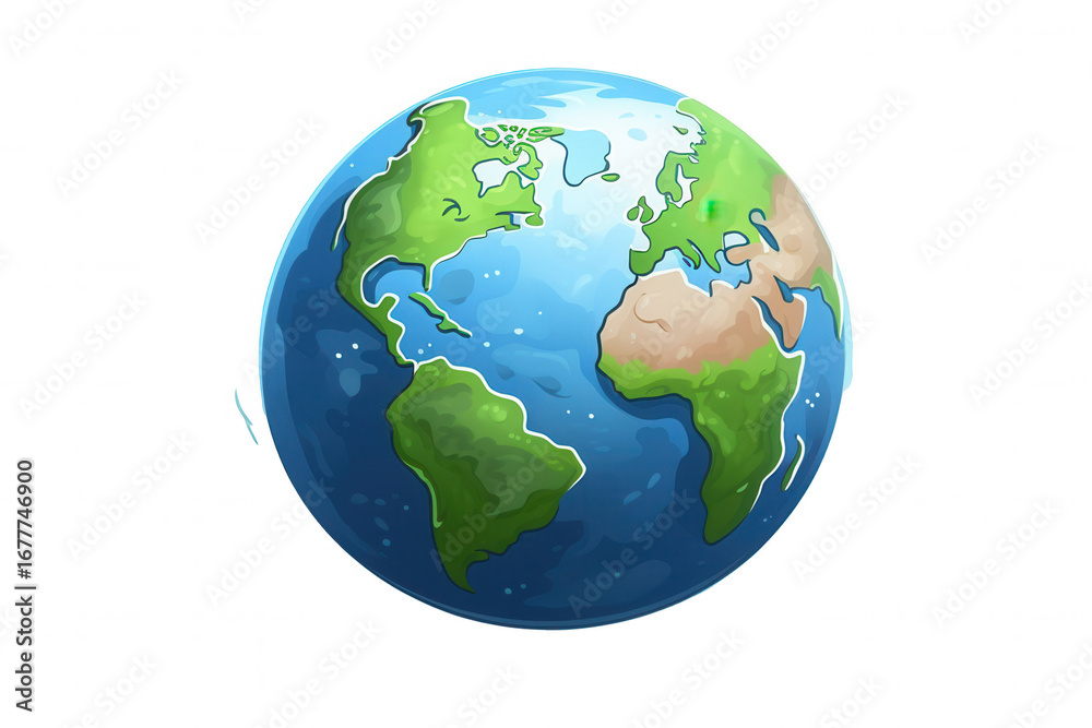 Naklejka premium Cartoon Earth planet illustration - Transparent Background