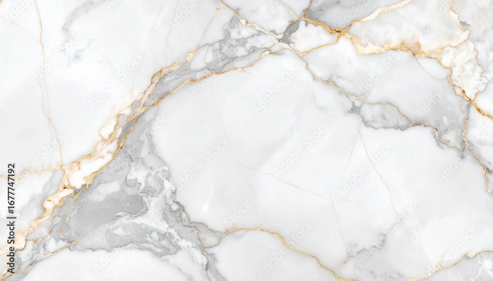 Fototapeta premium 白大理石の高級テクスチャ – ゴールドとグレーの繊細なベイン模様Luxury White Marble Texture with Elegant Gold and Gray Veins – High Resolution Background
