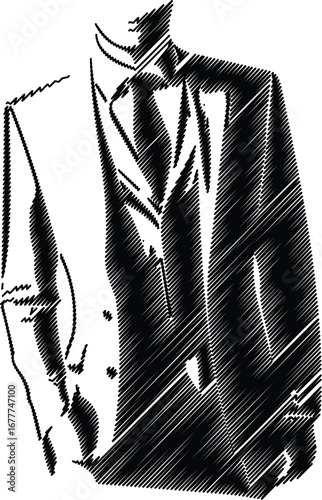 Elegant Businessman in Formal Suit and Tie Sketch