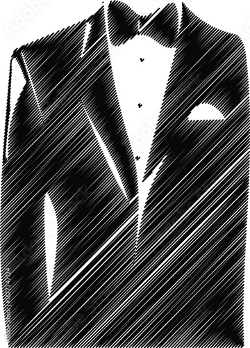 Elegant Tuxedo Jacket with Bow Tie Formalwear Sketch