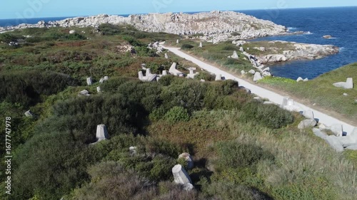 aerial drone view of cliffs in the seaside