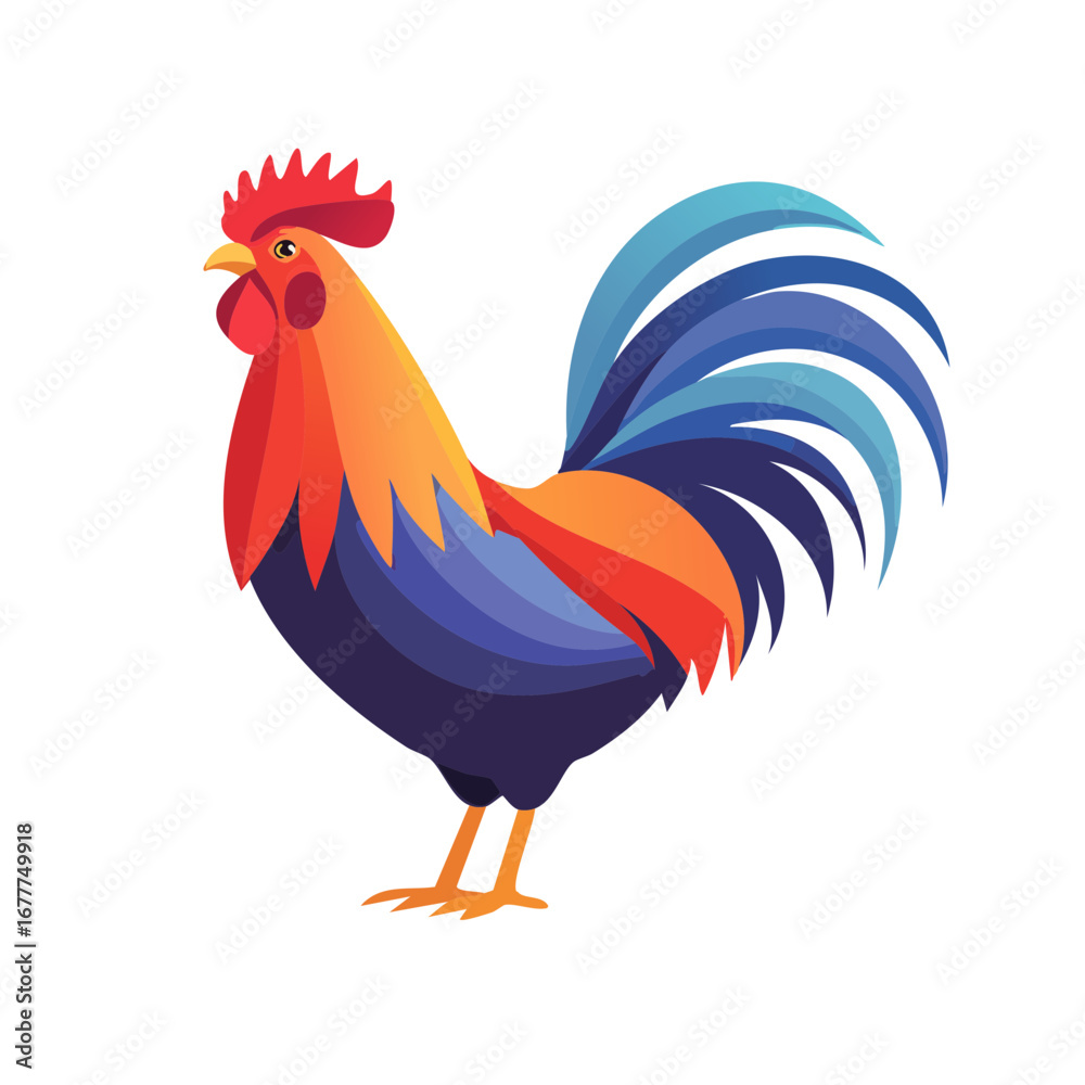 Fototapeta premium Colorful Rooster Isolated on a Transparent Background