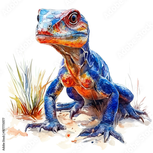 watercolor of Coelophysis, vector, isolated on a white background.