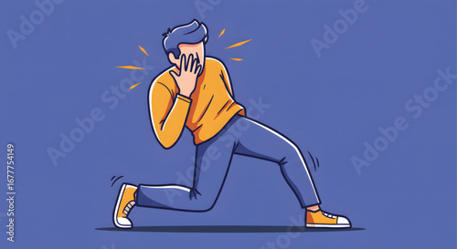 Overwhelmed and Anxious Man