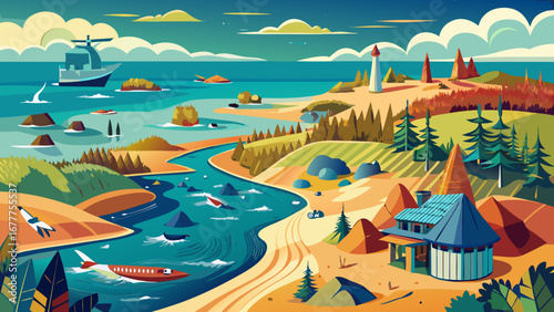 The Curonian Spit shared by Lithuania and Russia features sweeping sand dunes, pine forests, and fishing villages, a unique natural-cultural landscape shaped by both sea and wind.