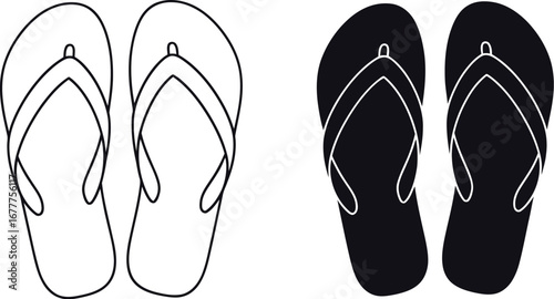 Flip flops vector illustration summer footwear design set