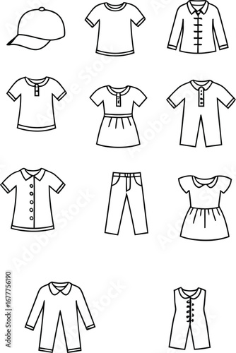 Clothing apparel vector icons set fashion clothes garments