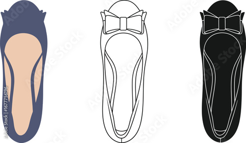 Find the best ballet flats shoes for women top view vector