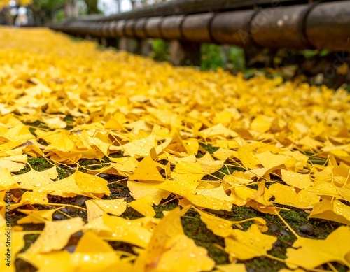 Autumn Ginkgo Leaves on a Path