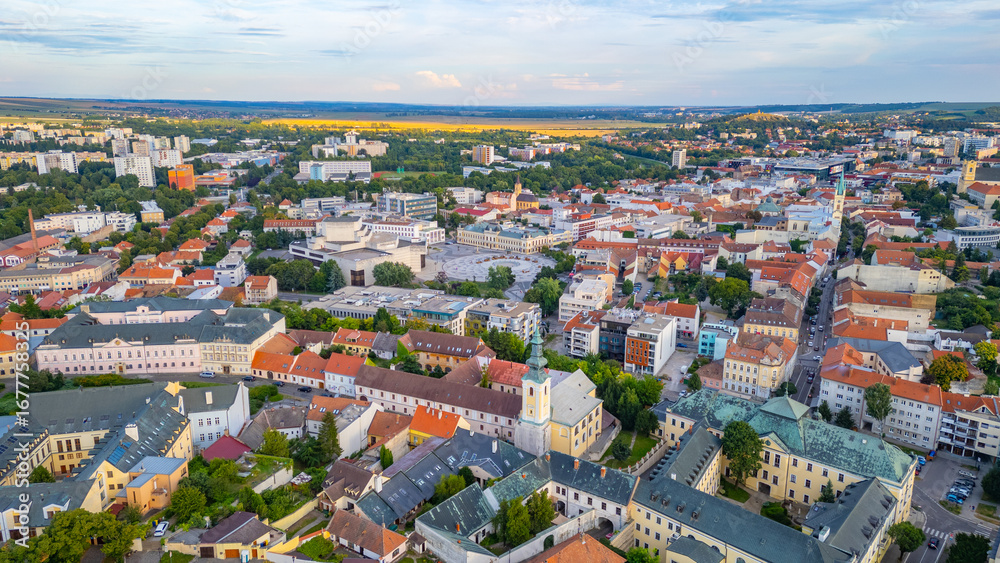 Fototapeta premium Sunset view of the city center of Nitra, Slovakia