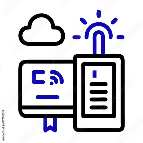 Weather station icon set in minimalist style with blue accents