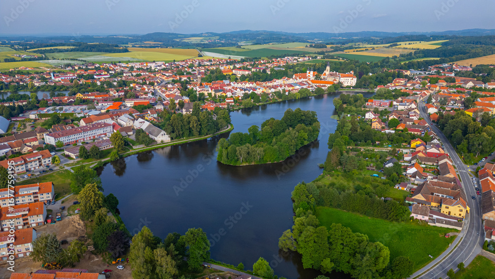Fototapeta premium Panorama view of Czech town Telc