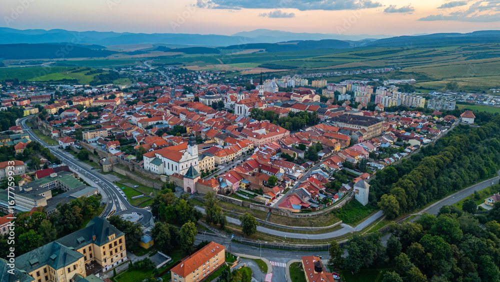 Obraz premium Sunset panorama view of Levoca, Slovakia