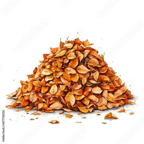 Autumn Leaf Pile, watercolor painting vector, isolated on a white background.